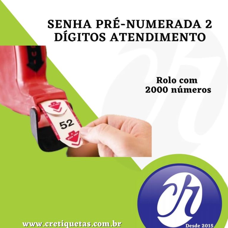 Senha Pré Numerada 2 Digitos Atendimento Rolo Com 2000 Números Cr Etiquetas Super PreÇo 0317